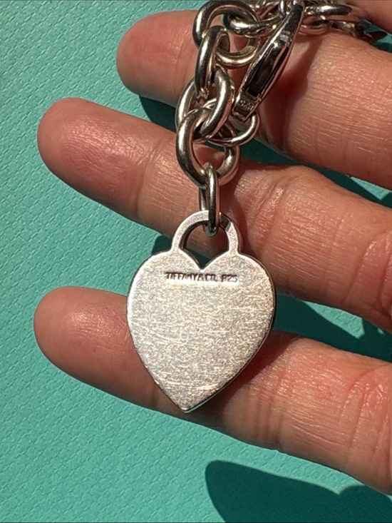 Tiffany & Co. Jewelry - Tiffany and Company Silver Heart Charm Link Bracelet